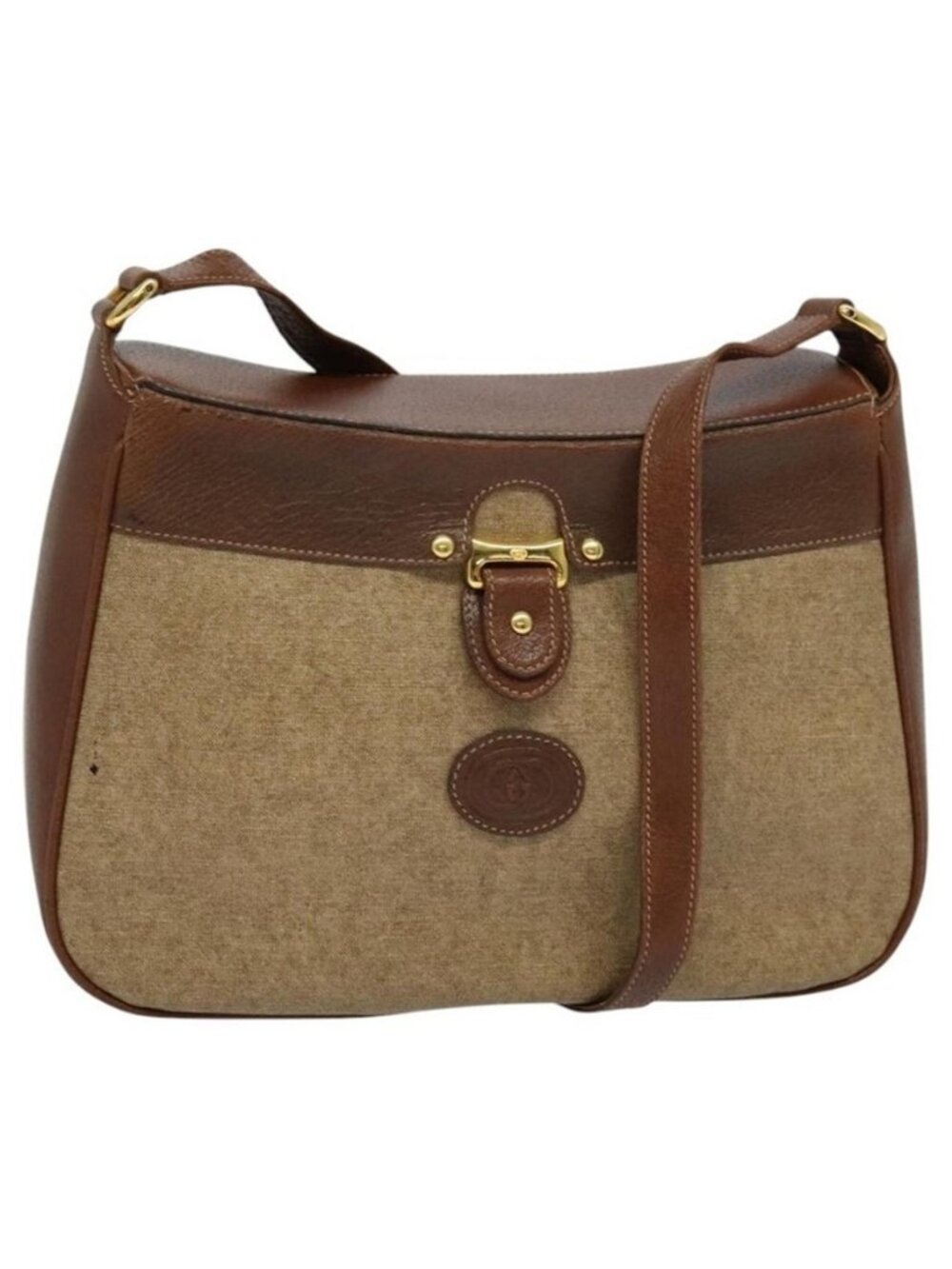 Authentic GUCCI Shoulder Bag PVC Brown Gold